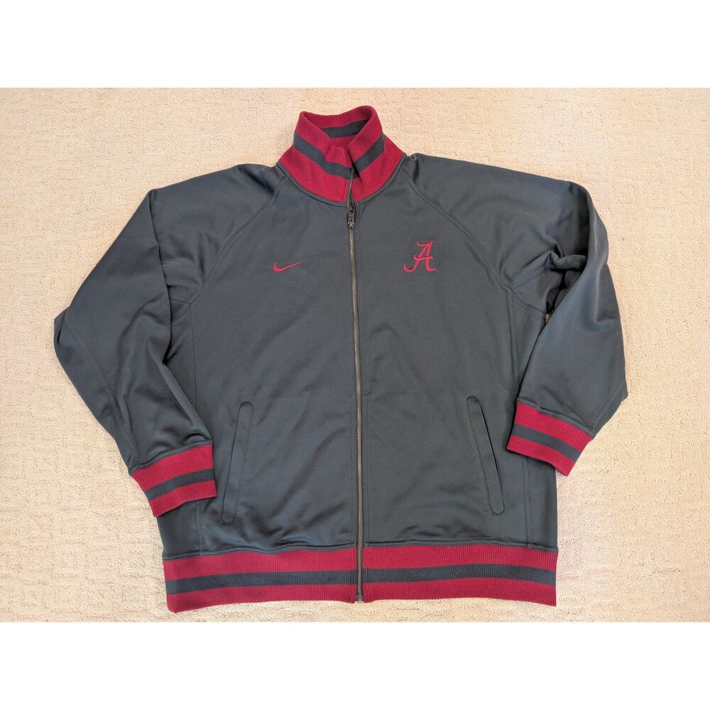 Nike Alabama Track Jacket Mens XXL 2XL Grey Gray Roll Tide Crimson Tide